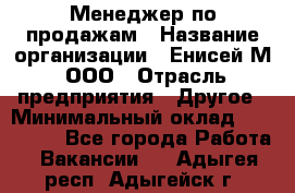 Менеджер по продажам › Название организации ­ Енисей-М, ООО › Отрасль предприятия ­ Другое › Минимальный оклад ­ 100 000 - Все города Работа » Вакансии   . Адыгея респ.,Адыгейск г.